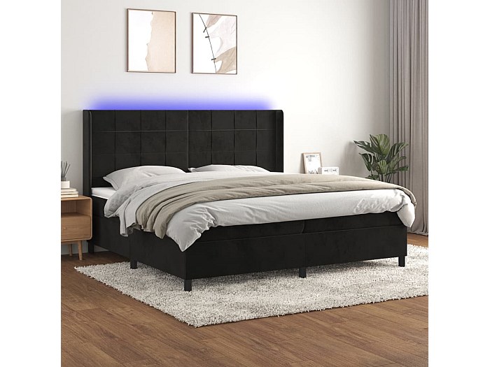 Lit LUXE tête de lit velouté + sommier + matelas BIO GRAND.ALP