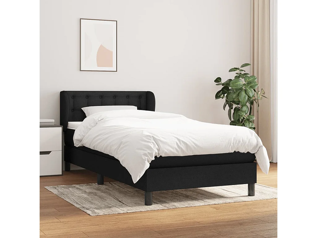 Boxspringbett mit Matratze,Bett für Schlafzimmer Schwarz 90x190 cm Stoff -CFW28898