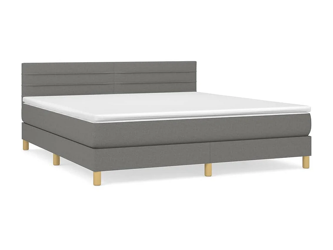 Ensemble complet boxspring - 180x200 cm + sommier tapissier + matelas Gris foncé Tissu SRGW22014