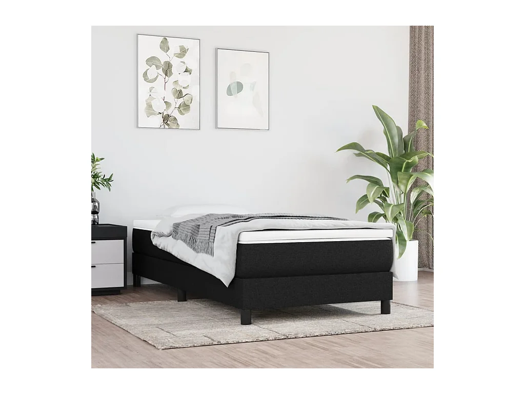 Ensemble complet boxspring - 80x200 cm + sommier tapissier + matelas Noir Tissu SRGW32204
