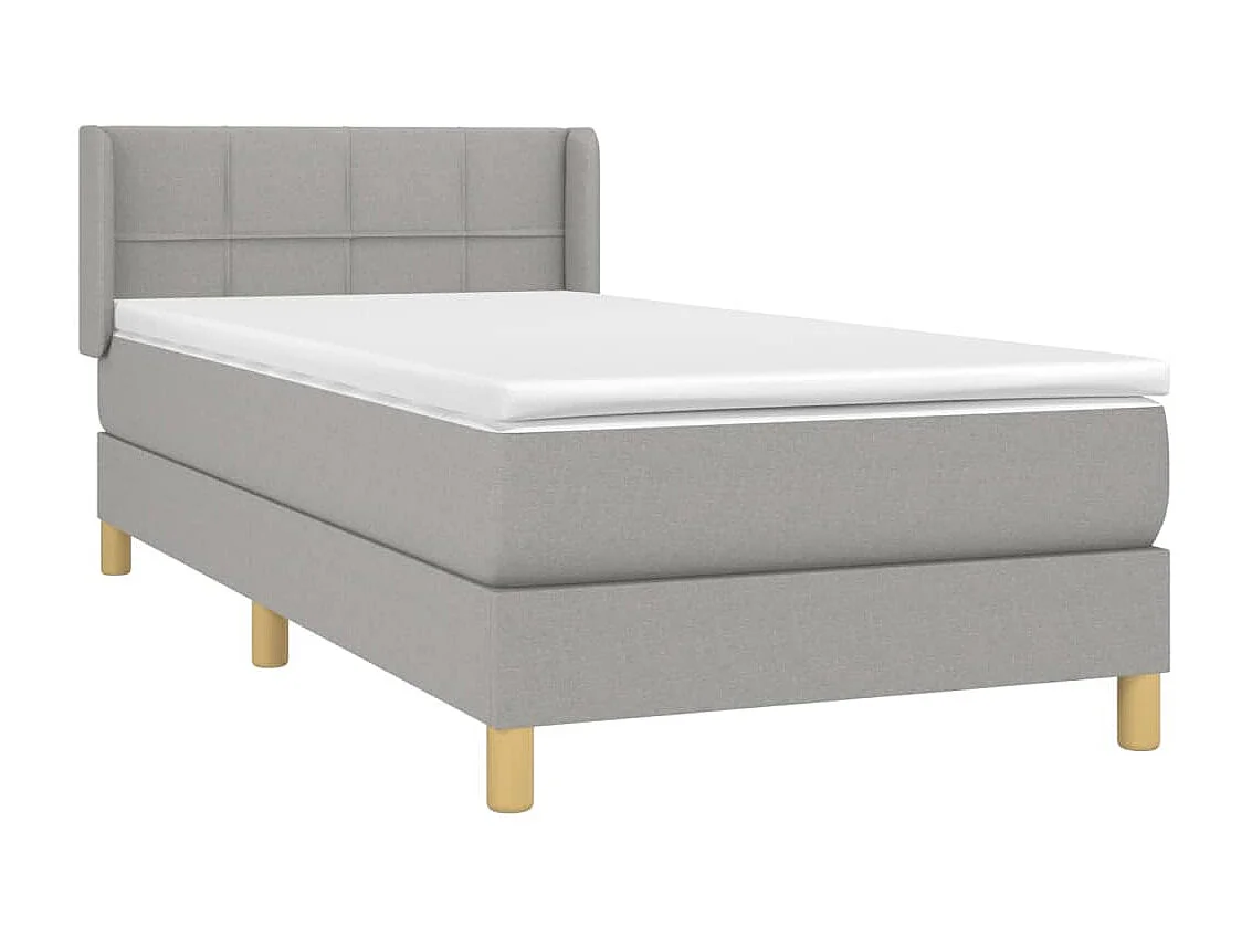 Cama continental com molas+ colchão 90x200 cm tecido cinza-claro PT353089