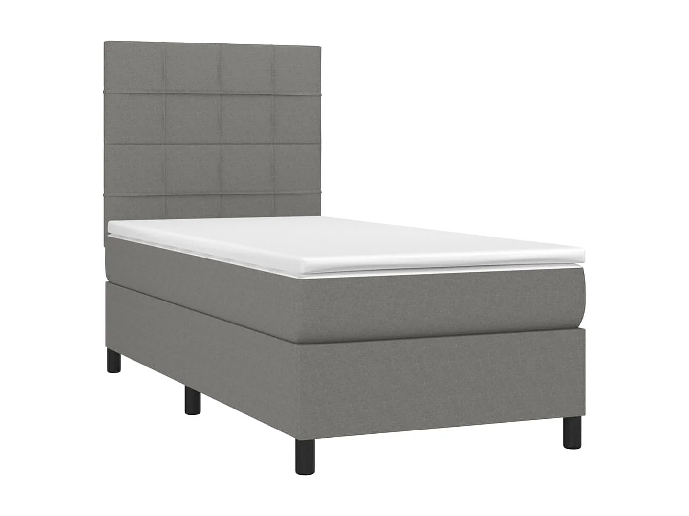 Cama continental c/ colchão e LED 80x200 cm tecido cinza-escuro PT762241