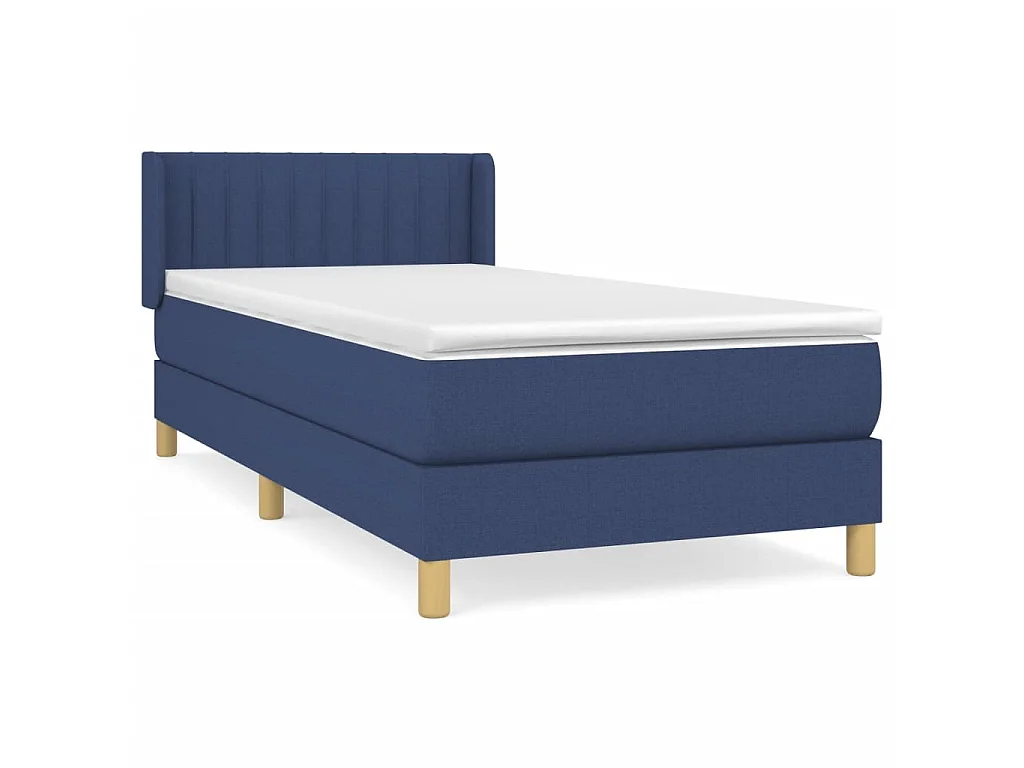 Cama continental com molas+ colchão 90x200 cm tecido azul PT679852