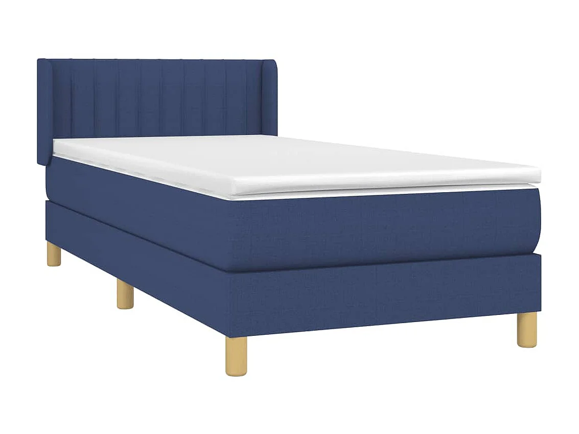 Cama continental com molas+ colchão 90x200 cm tecido azul PT679852