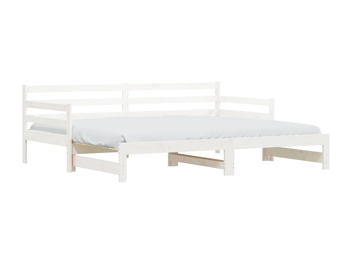 Lit de jour avec lit gigogne-90x190 cm blanc 90x190 cm bois de pin massif PSS65399