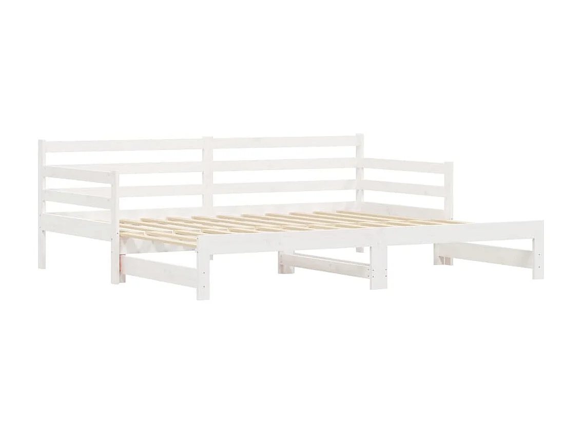 Lit de jour avec lit gigogne-90x190 cm blanc 90x190 cm bois de pin massif PSS65399
