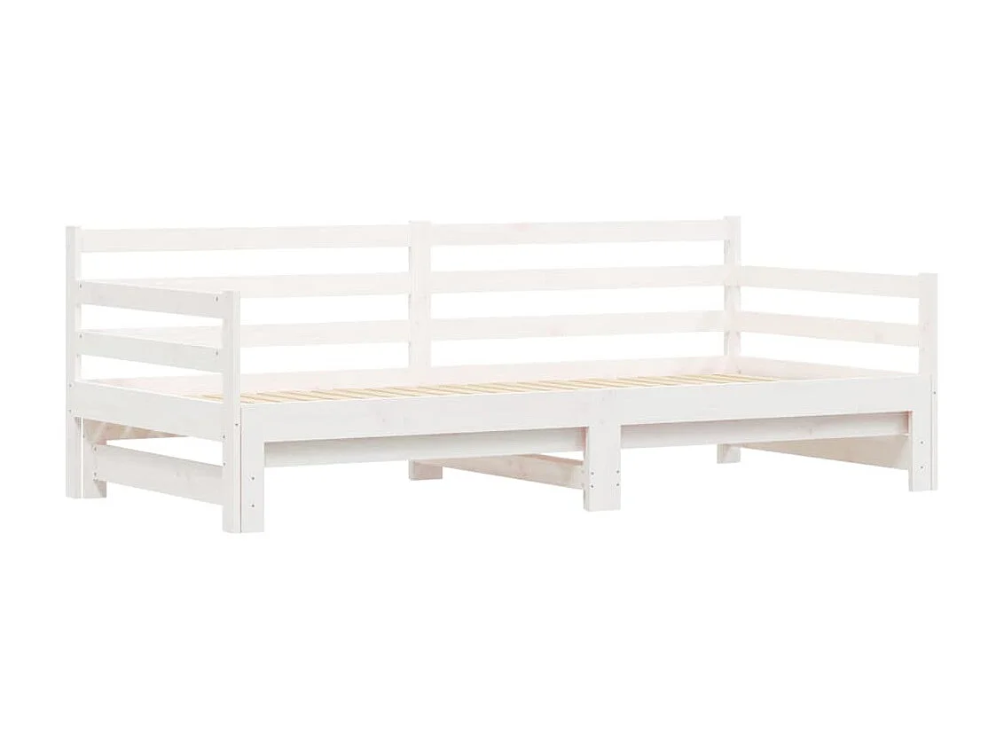Tagesbett Ausziehbar,Ausziehbett Weiß 90x190 cm Massivholz Kiefer -gkd93516
