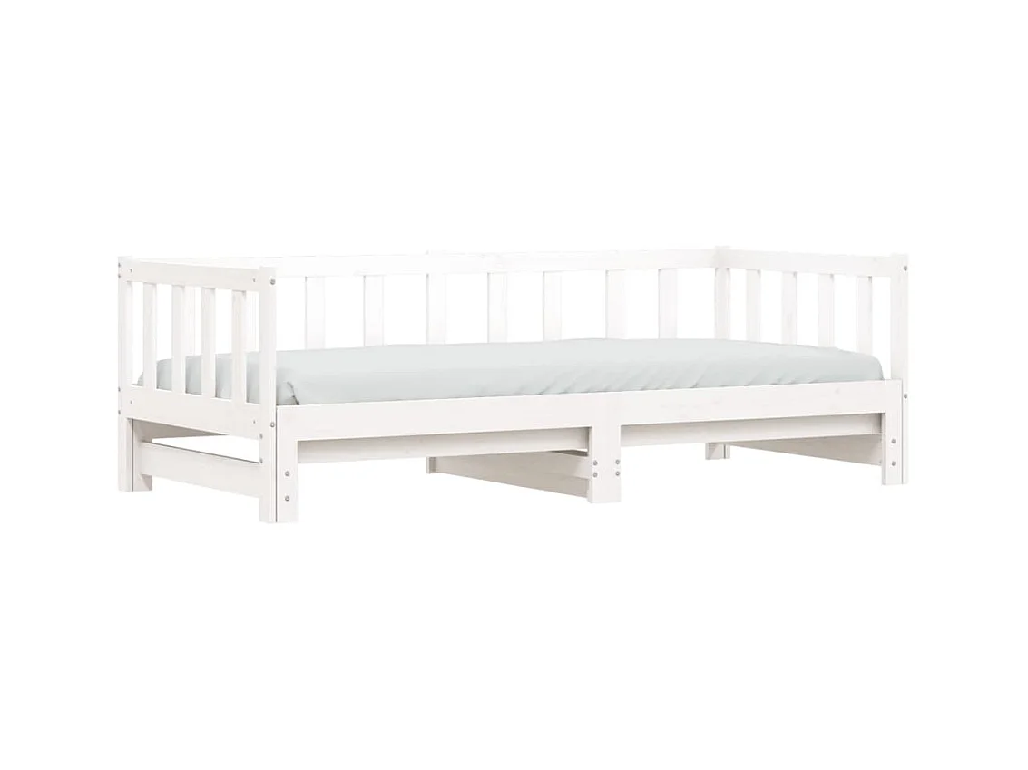 Tagesbett Ausziehbar,Ausziehbett Weiß 90x200 cm Massivholz Kiefer -gkd85290