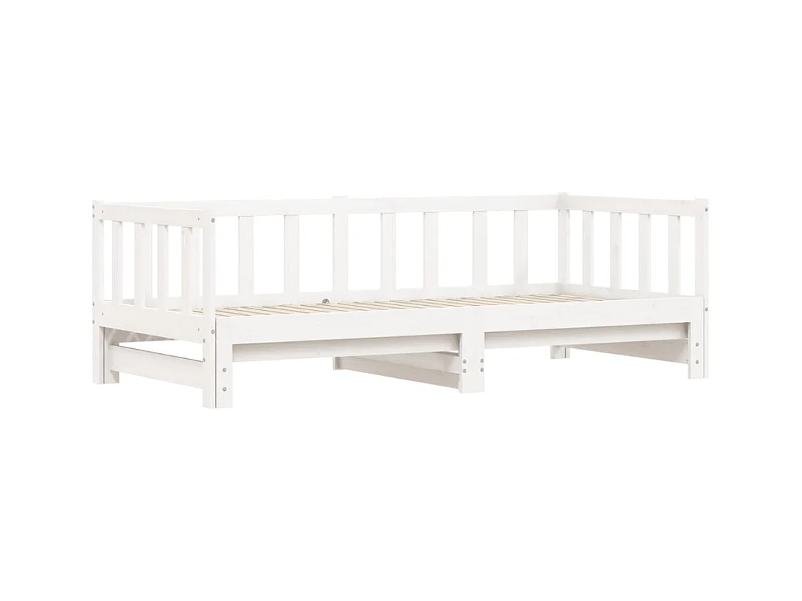 Tagesbett Ausziehbar,Ausziehbett Weiß 90x200 cm Massivholz Kiefer -gkd85290