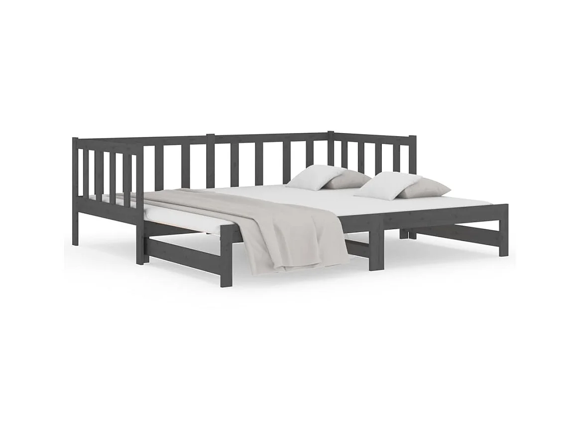 Cama nido - 80x200 cm extraíble madera maciza de pino gris ES23285