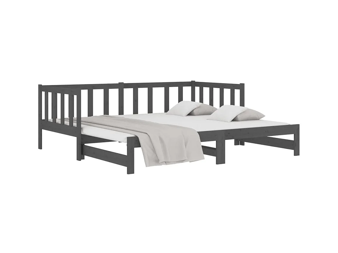 Cama nido - 80x200 cm extraíble madera maciza de pino gris ES23285