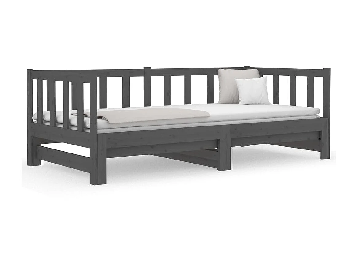 Cama nido - 80x200 cm extraíble madera maciza de pino gris ES23285