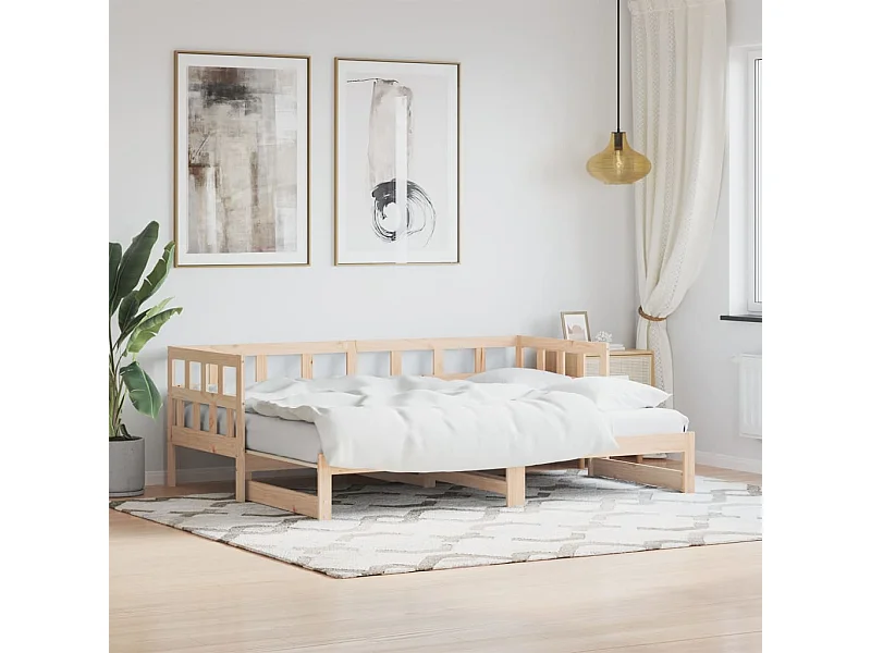 Slaapbank met onderschuifbed 80x200 cm massief grenenhout NL82950