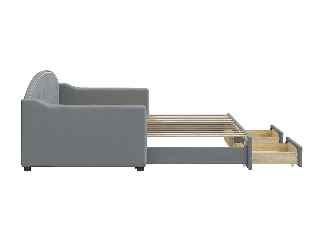 Tagesbett Ausziehbar,Ausziehbett mit Schubladen Hellgrau 90x200 cm Stoff -gkd12522