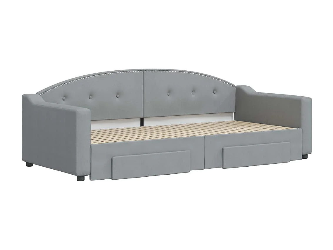 Cama nido - 90x200 cm con cajones tela gris claro ES92142