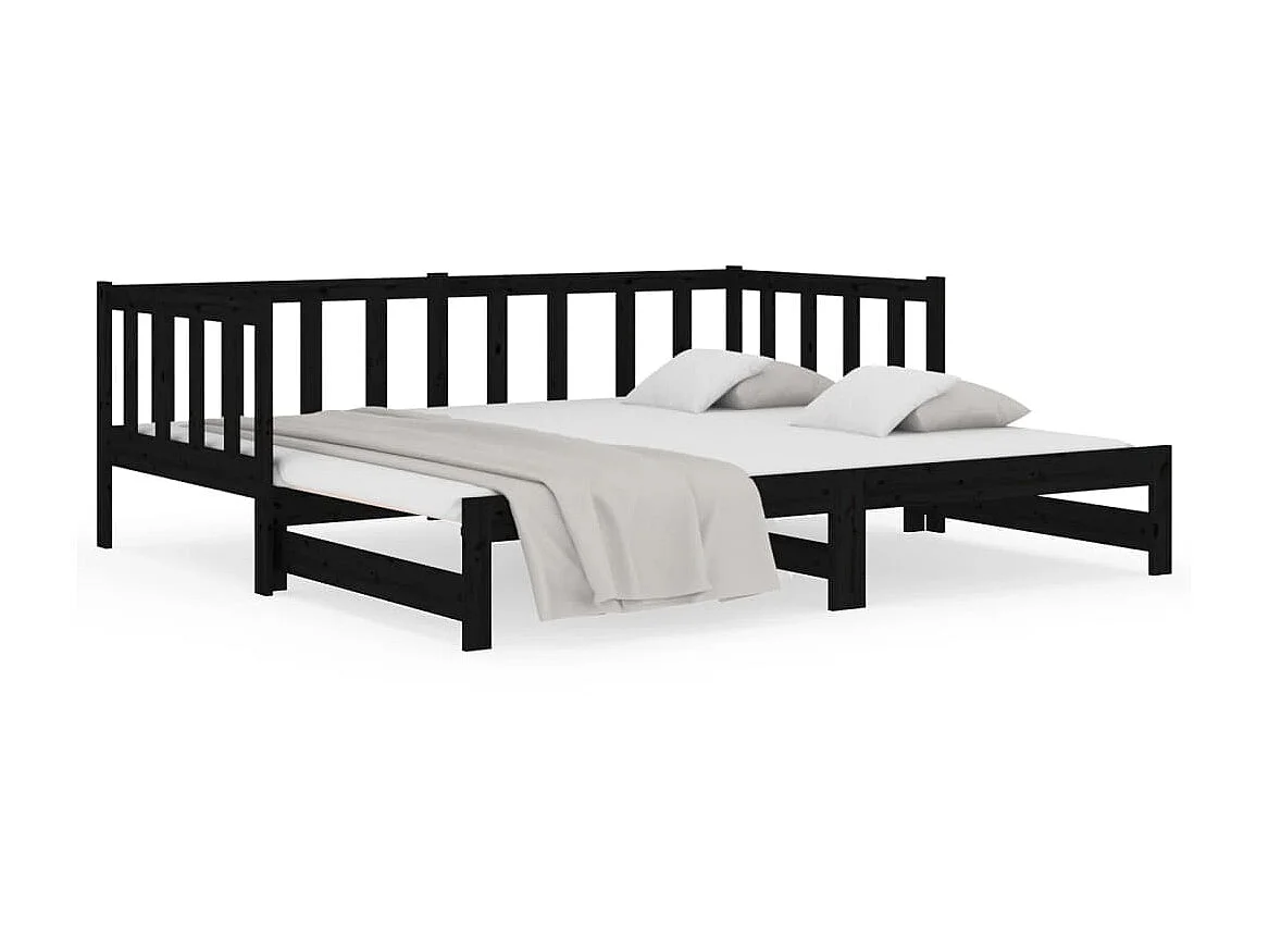 Cama nido - 90x190 cm extraíble madera maciza de pino negro ES30423