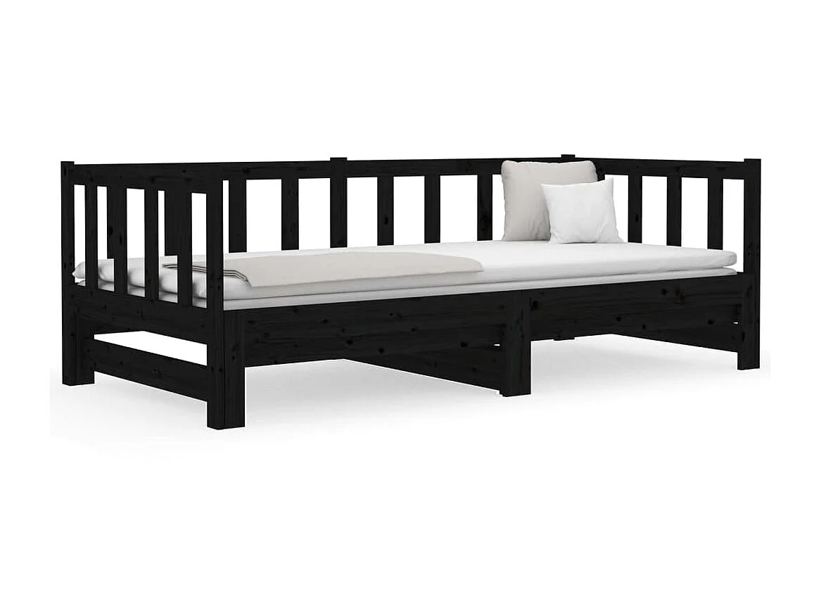 Cama nido - 90x190 cm extraíble madera maciza de pino negro ES30423