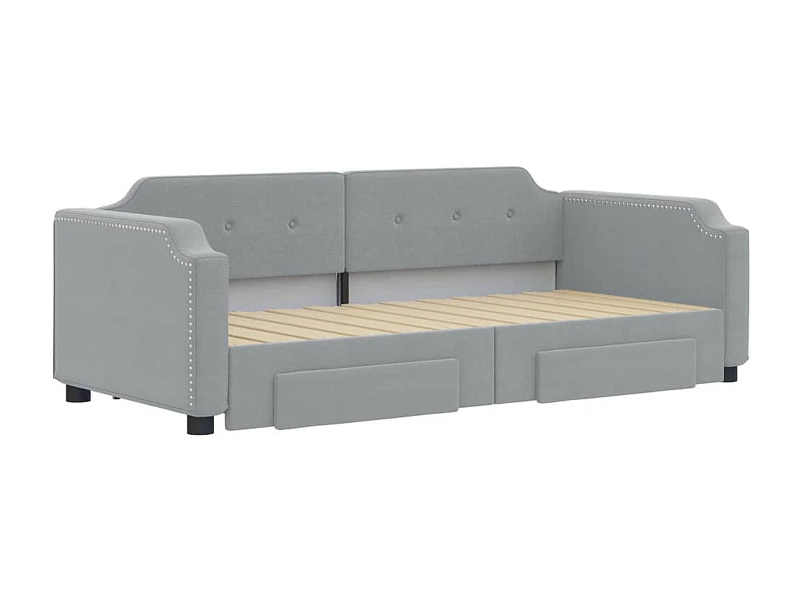 Cama dupla c/ gavetão e gavetas 90x190 cm tecido cinzento-claro PT635441