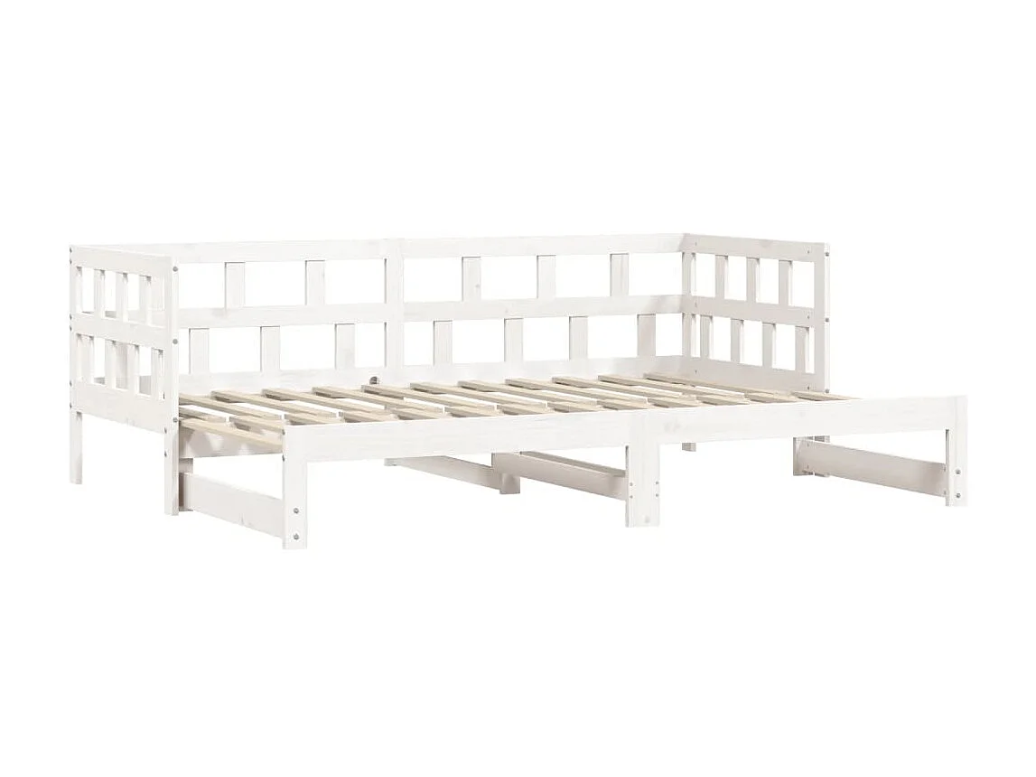 Lit de jour avec lit gigogne-80x200 cm blanc 80x200 cm bois de pin massif QSO30261