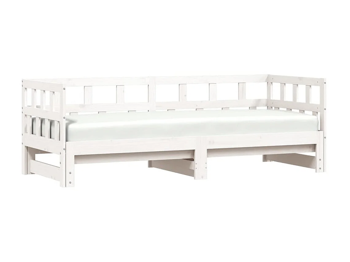 Slaapbank met onderschuifbed 90x190 cm massief grenenhout wit NL35713