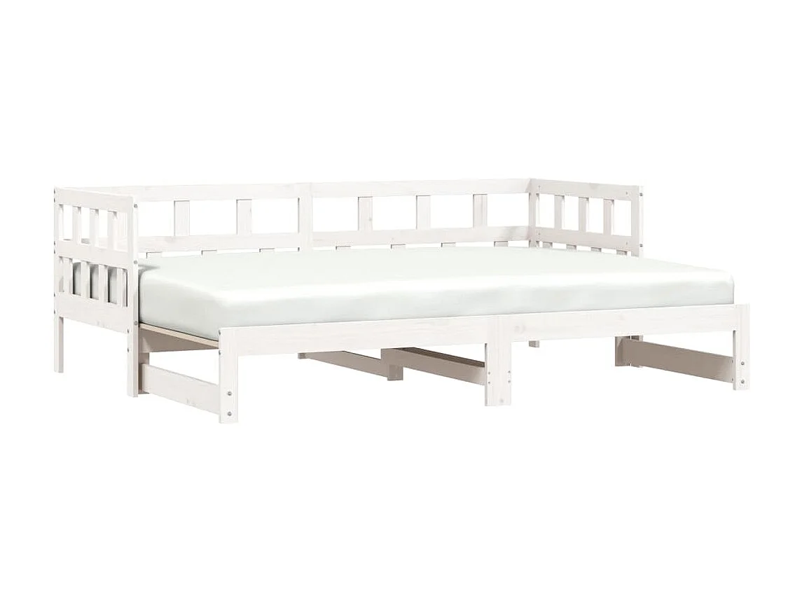 Lit de jour avec lit gigogne-90x190 cm blanc 90x190 cm bois de pin massif QSO95199