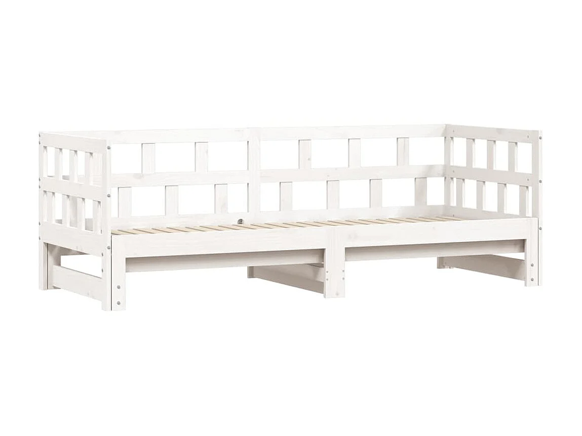 Lit de jour avec lit gigogne-90x190 cm blanc 90x190 cm bois de pin massif QSO95199