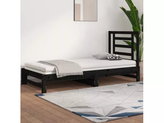 Kauf Unique Tagesbett Ausziehbar,Ausziehbett Schwarz 2x(90x200) cm Massivholz Kiefer -gkd78507