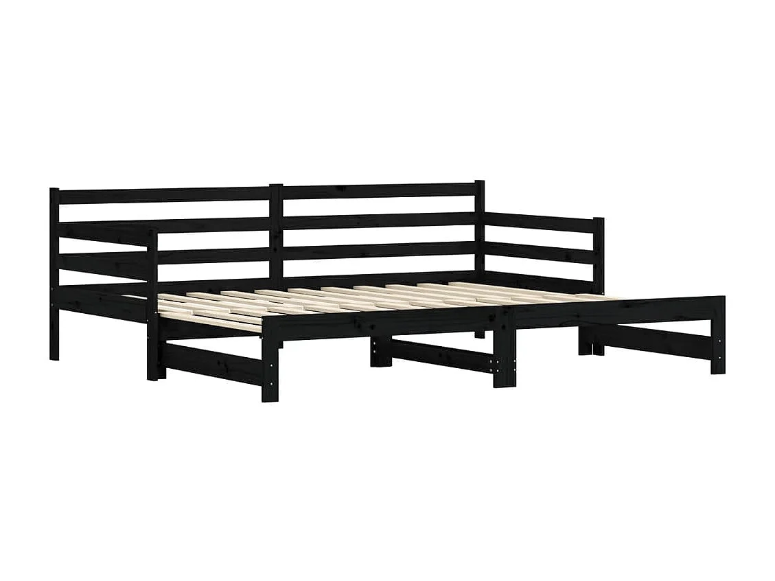 Tagesbett Ausziehbar,Ausziehbett Schwarz 80x200 cm Massivholz Kiefer -gkd31393