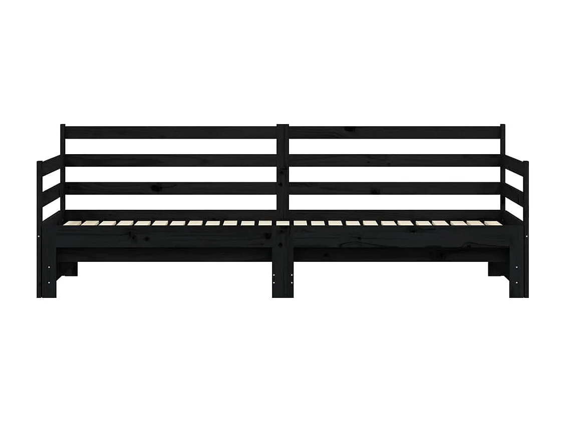 Tagesbett Ausziehbar,Ausziehbett Schwarz 80x200 cm Massivholz Kiefer -gkd31393