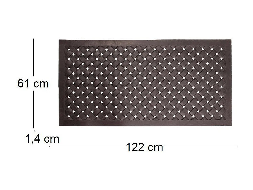Paillasson en caoutchouc tressé 122 x 61 cm