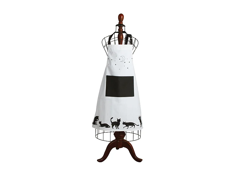 Tablier de cuisine en coton Chat noir et blanc