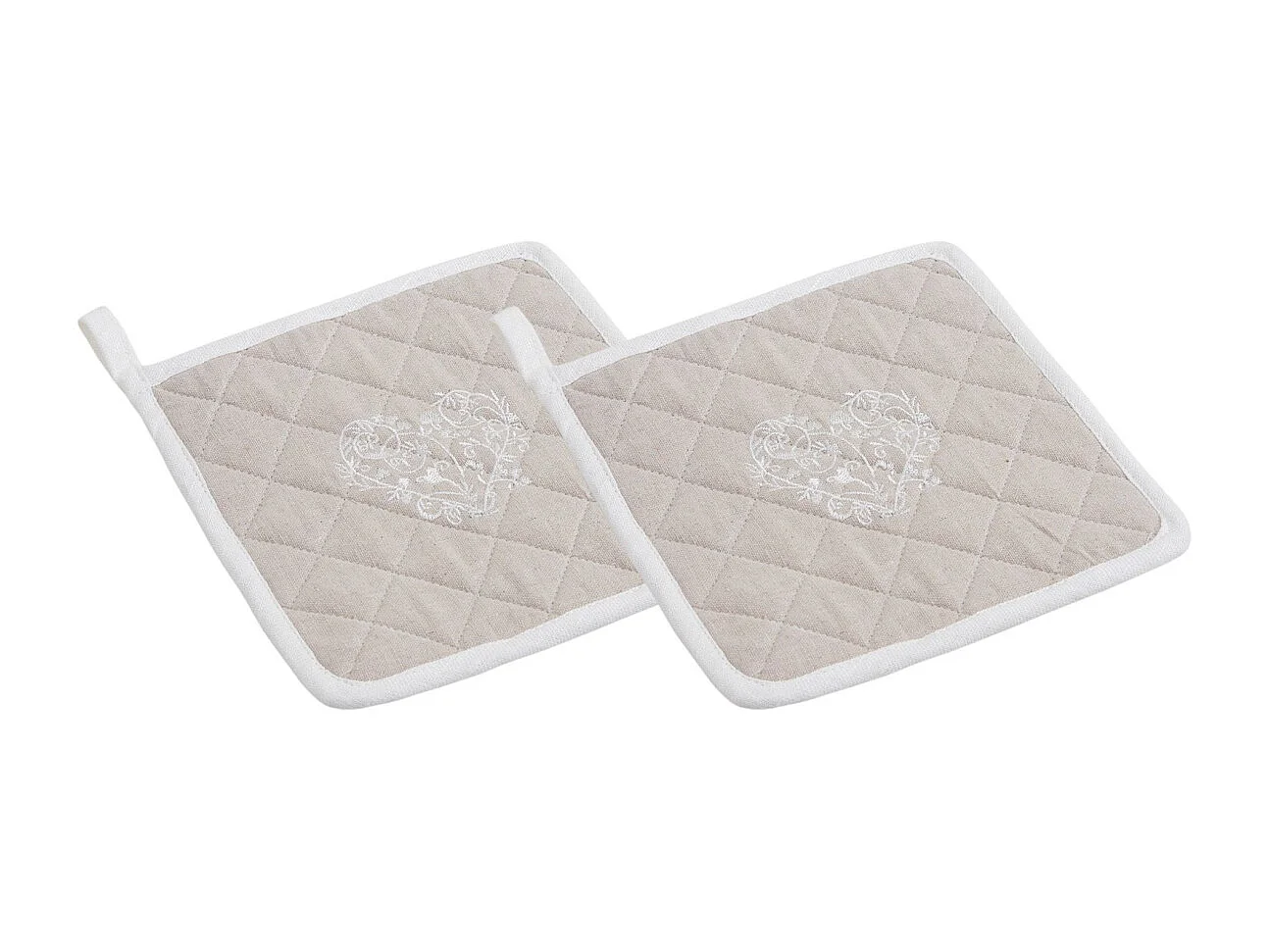 Manique beige en lin et coton (Lot de 2)