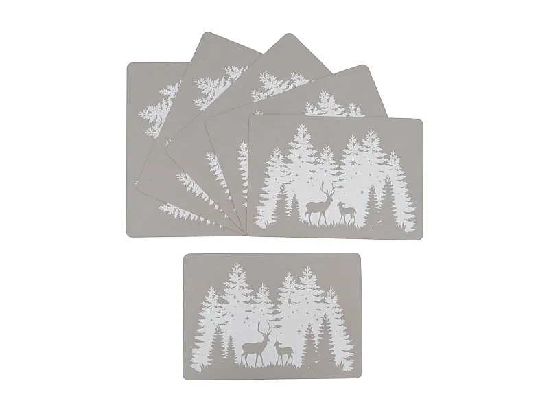 Sets de table rectangulaires en vinyle gris Cerf (lot de 6)