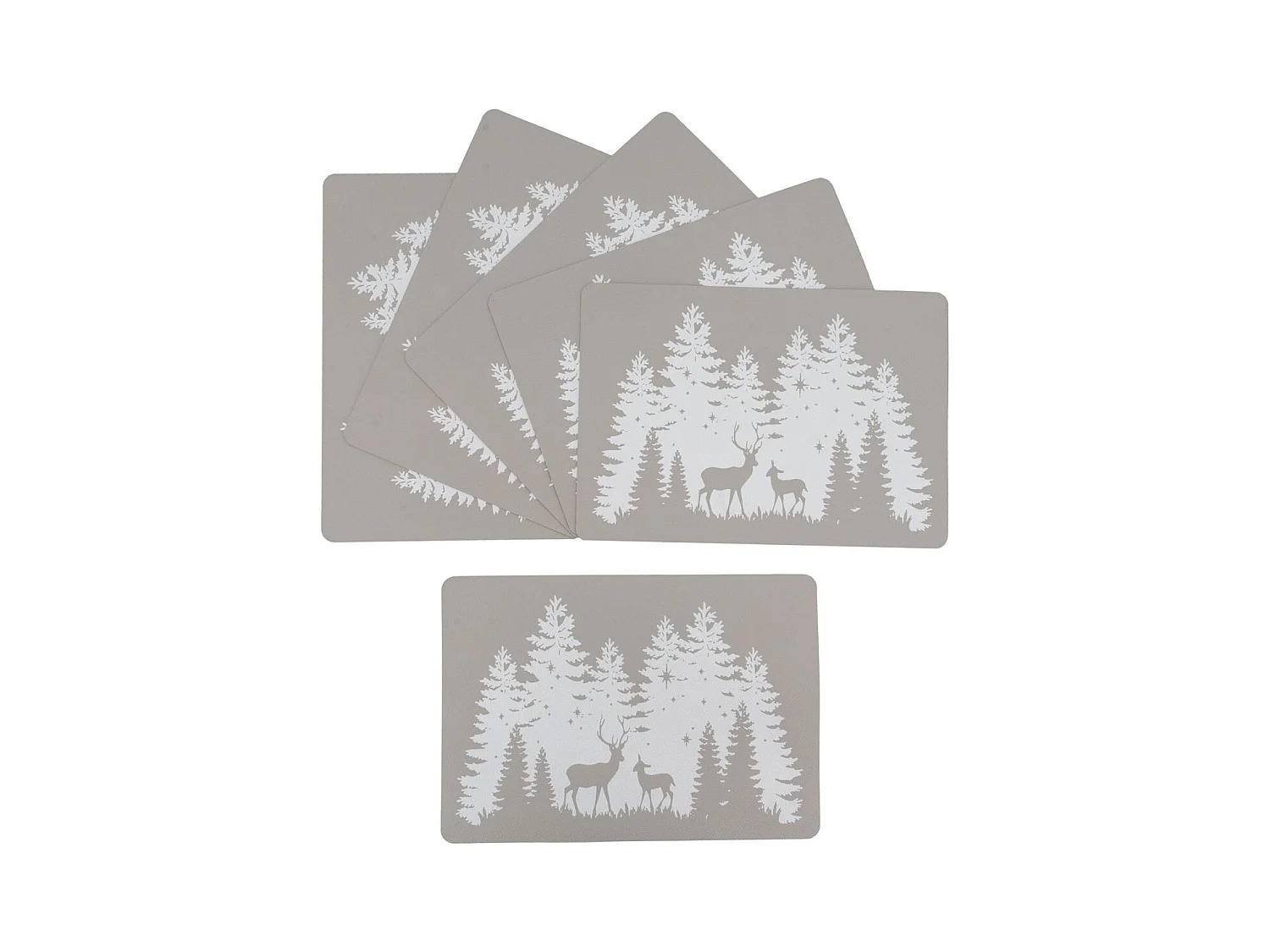 Sets de table rectangulaires en vinyle gris Cerf (lot de 6)