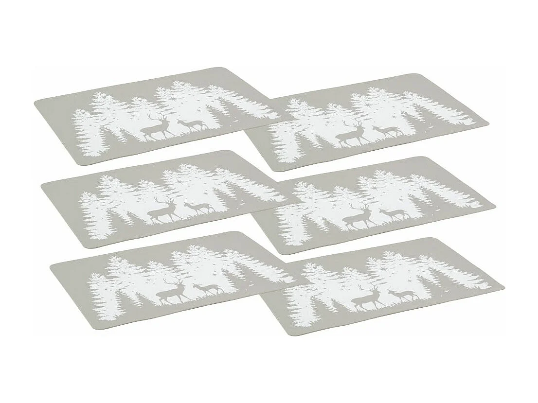 Sets de table rectangulaires en vinyle gris Cerf (lot de 6)