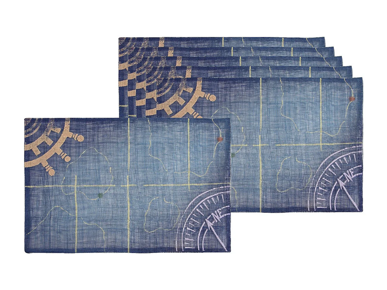 Lot de 6 sets de table en sinamay Roue de bateau