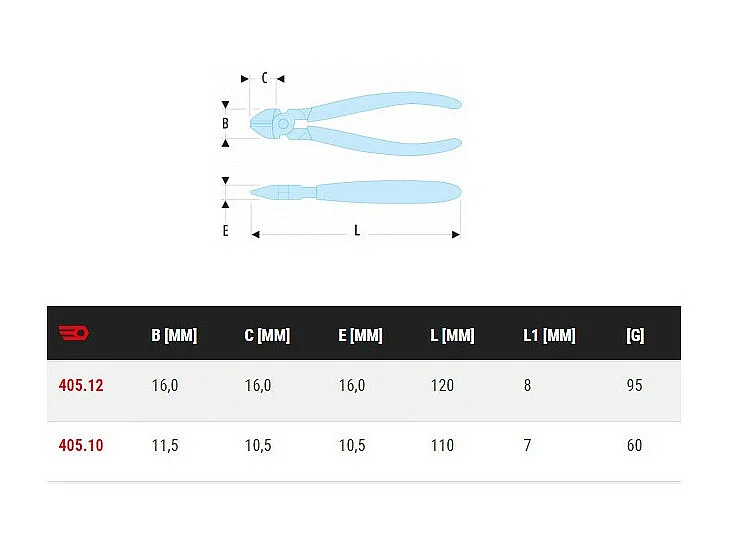 Pince coupante diagonale capacité 11,5mm longueur 110mm FACOM 405.10