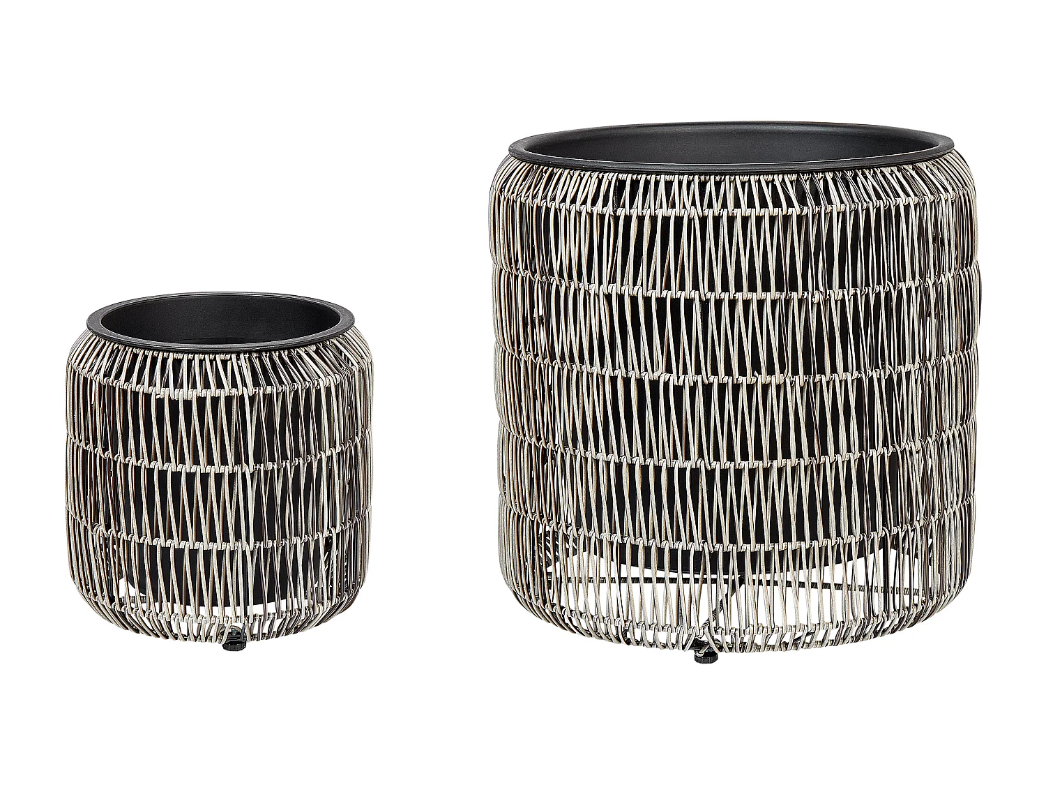 Set van 2 bloempotten BRODIEA PE rotan 26/45 cm Lichtbruin