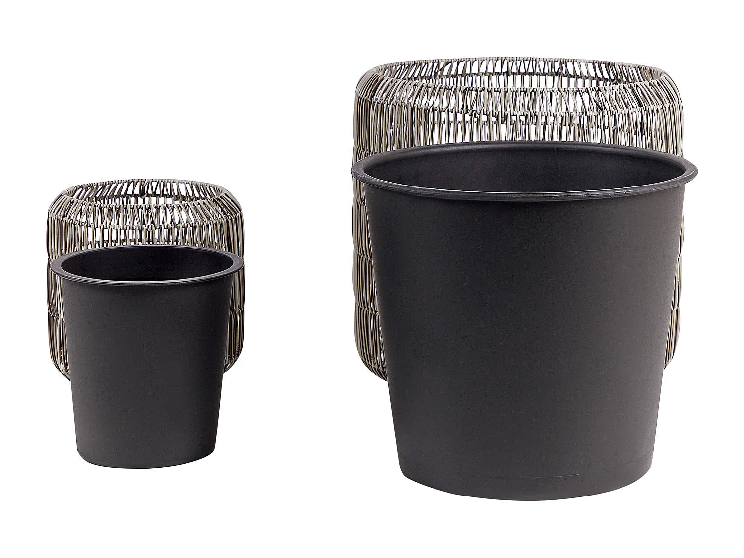 Set van 2 bloempotten BRODIEA PE rotan 26/45 cm Lichtbruin