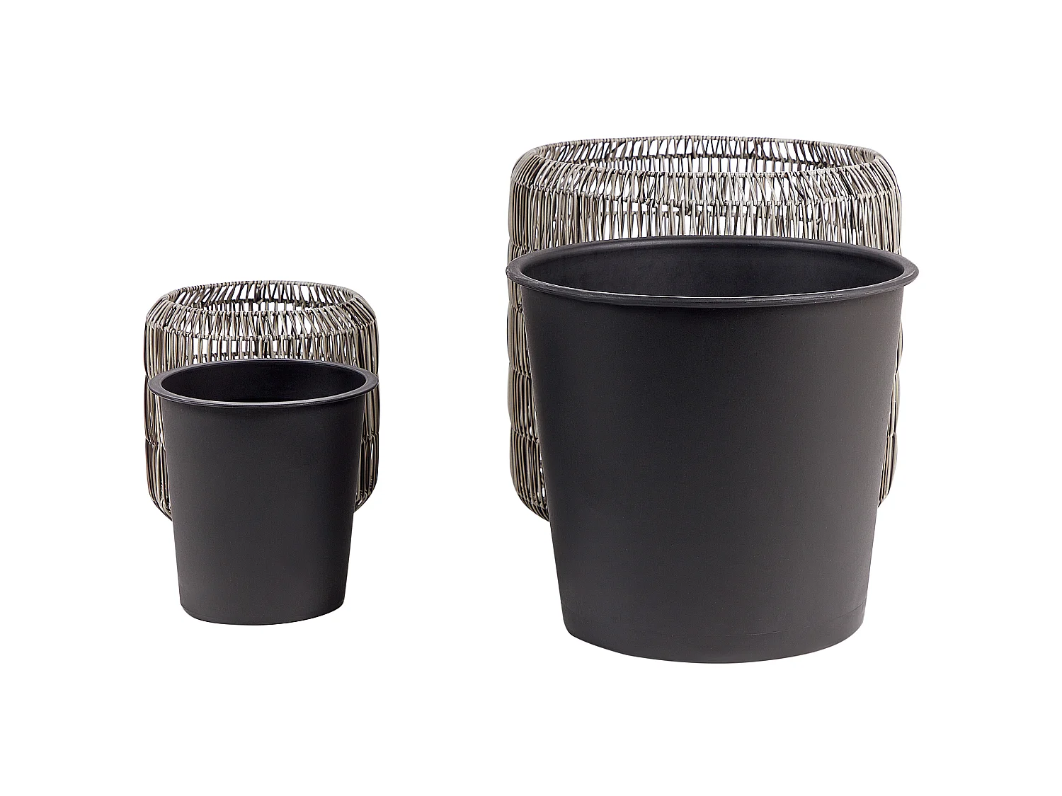 Lot de 2 pots de fleurs BRODIEA Polyrotin 26/45 cm Marron clair