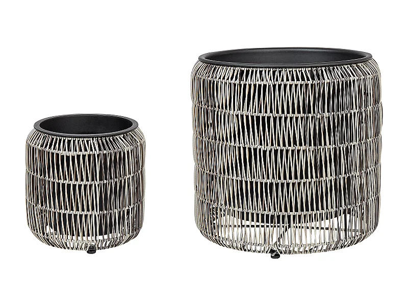 Set van 2 bloempotten BRODIEA PE rotan 26/45 cm Lichtbruin