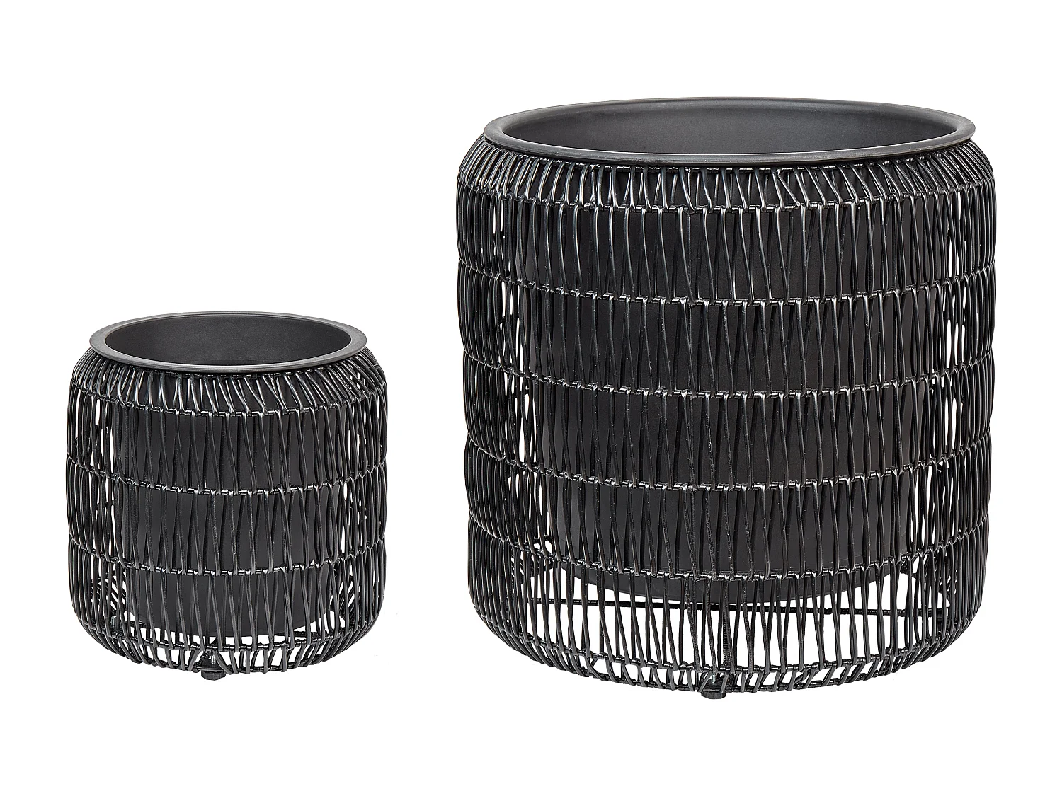 Set van 2 bloempotten BRODIEA PE rotan 26/45 cm Zwart