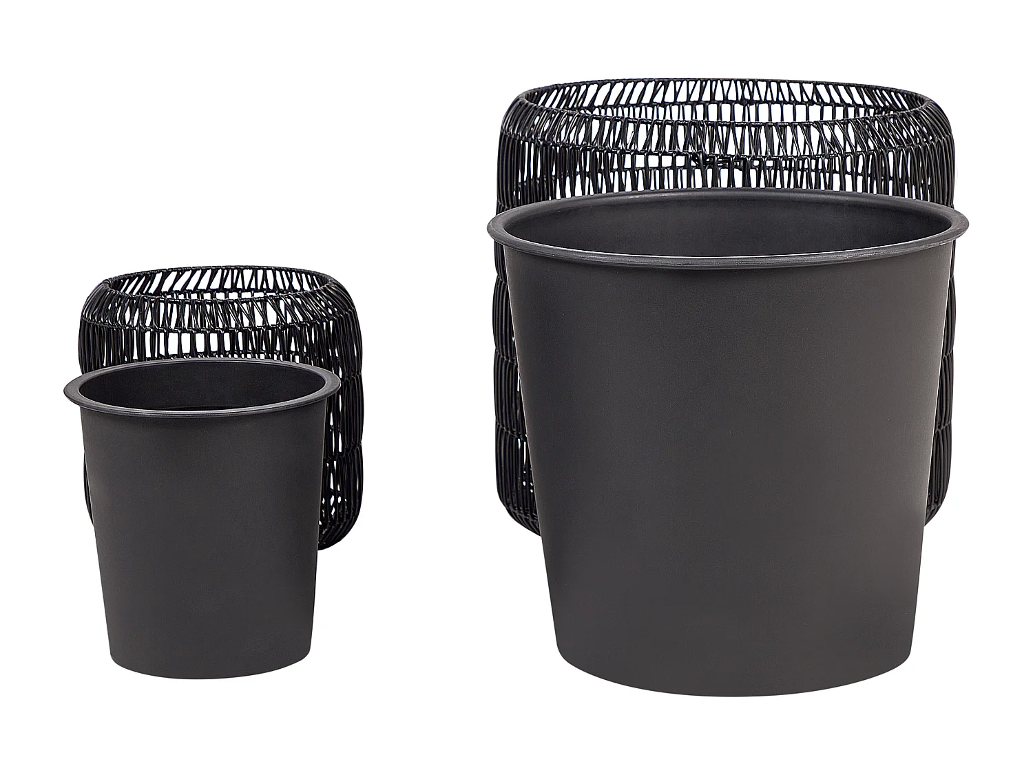 Set van 2 bloempotten BRODIEA PE rotan 26/45 cm Zwart