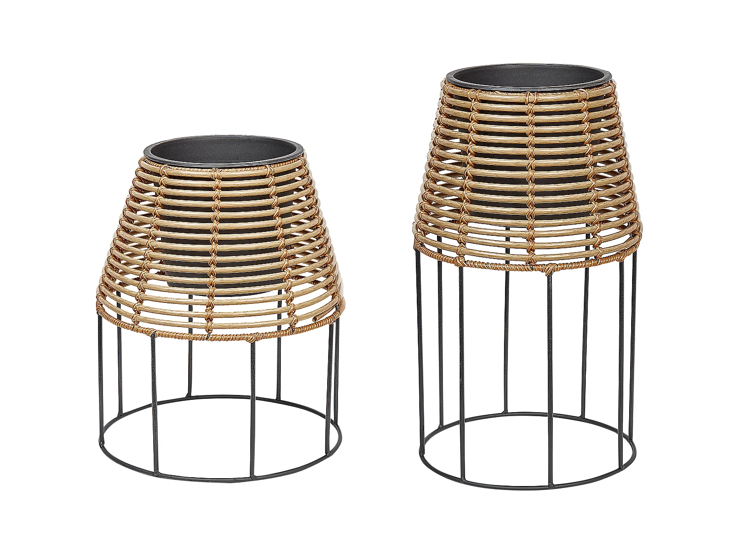 Set di 2 vasi rialzati per piante BORAGO Rattan sintetico 20/21 cm Naturale