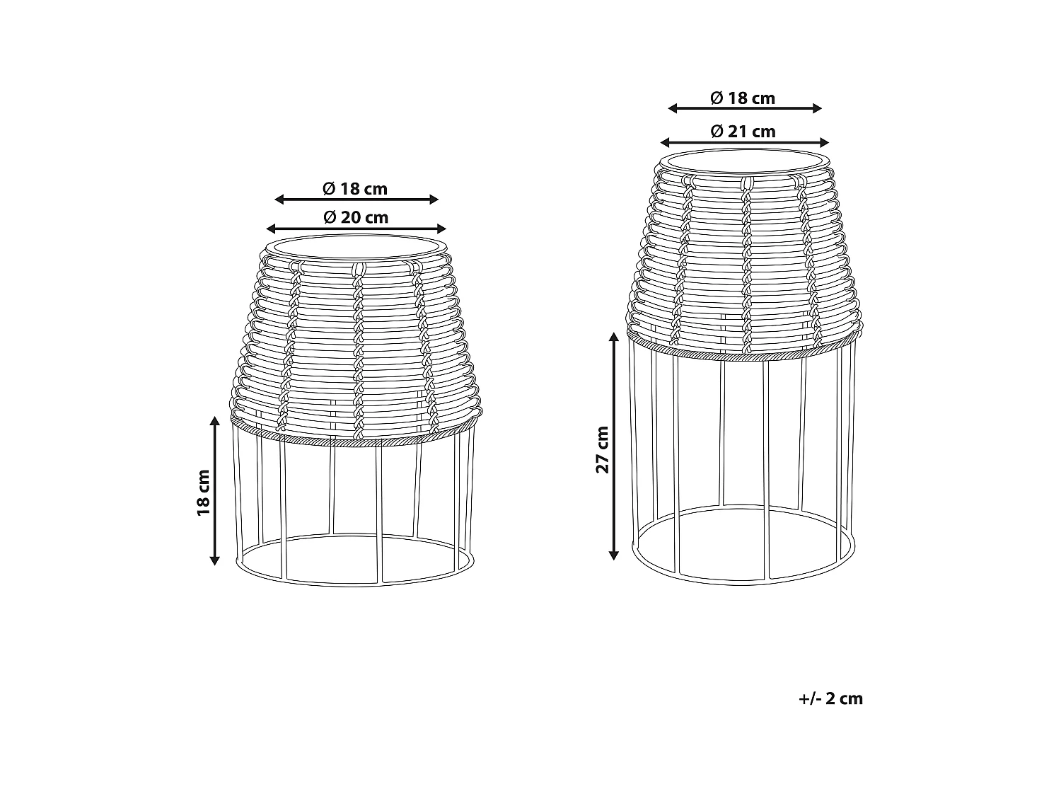 Set van 2 verhoogde bloempotten BORAGO PE rotan 20/21 cm Natuurlijk