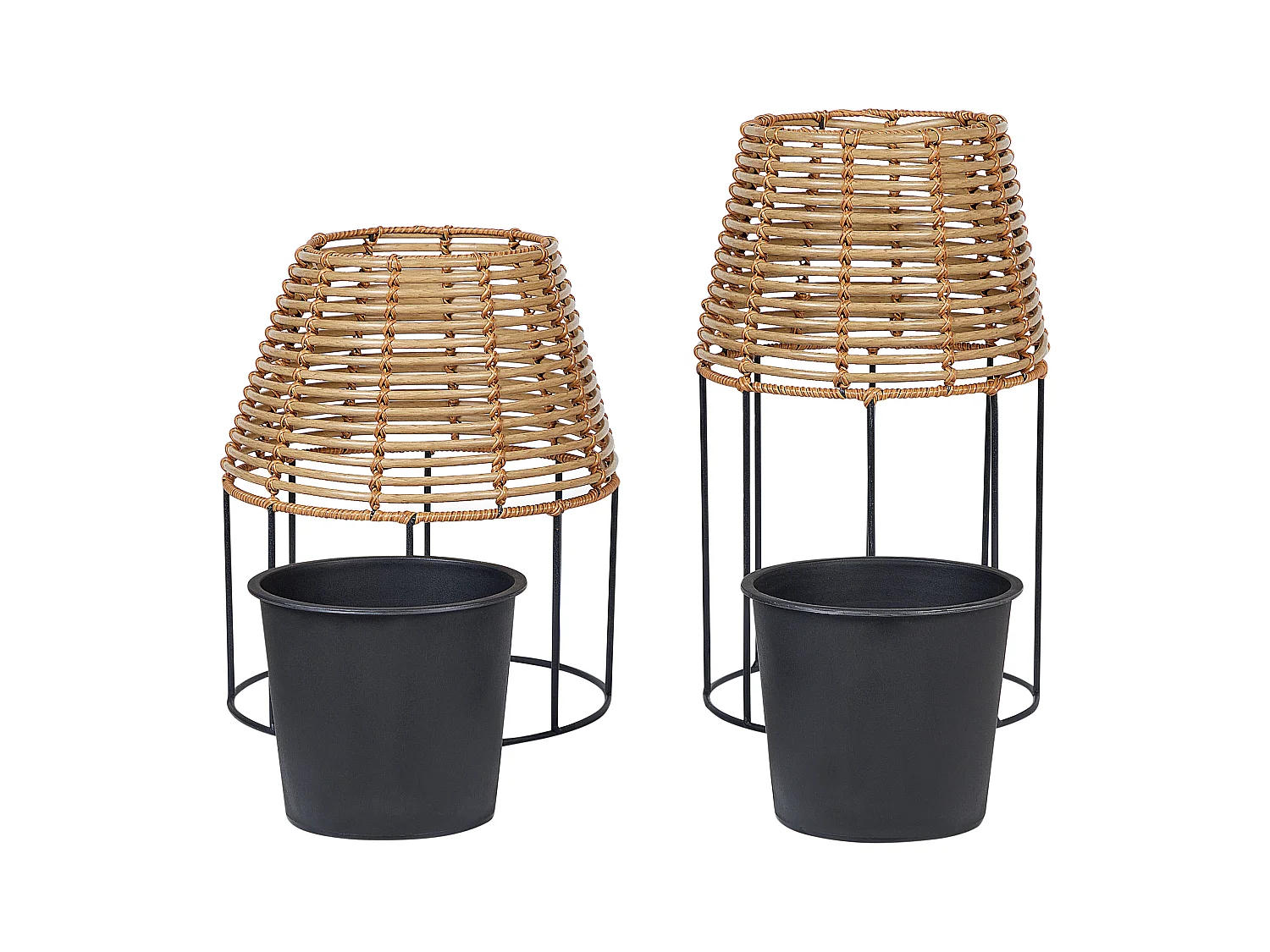 Set van 2 verhoogde bloempotten BORAGO PE rotan 20/21 cm Natuurlijk