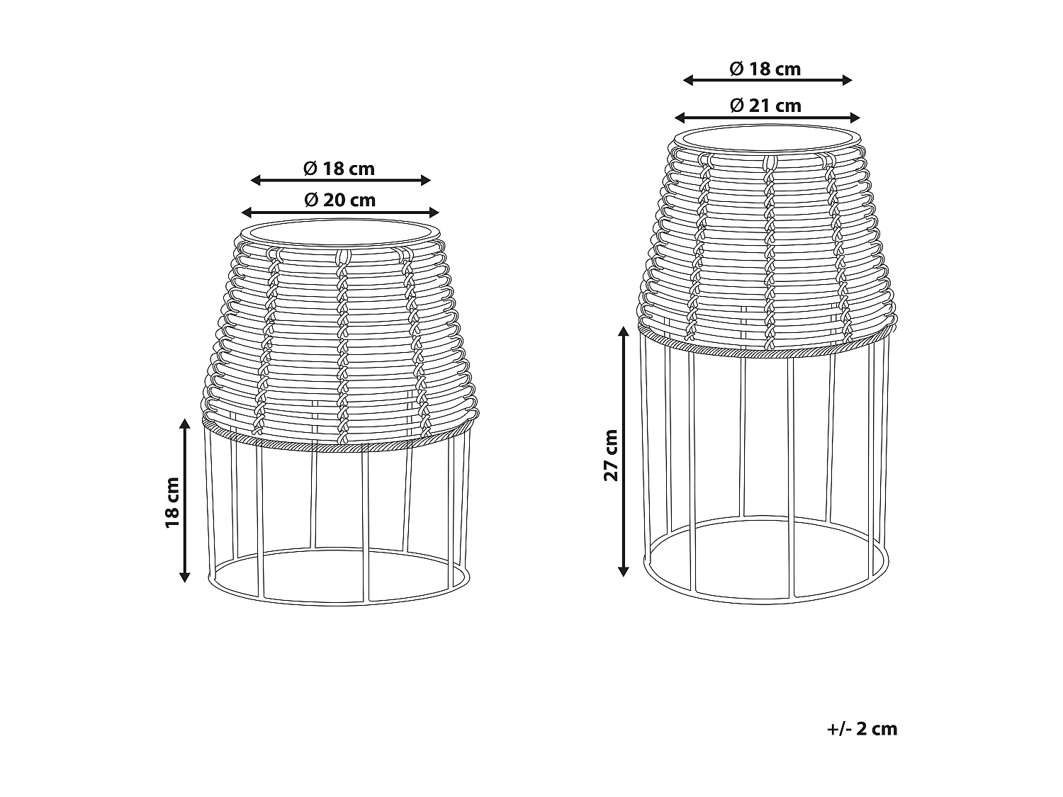 Pflanzenständer 2er Set Rattan braun rund Outdoor & Indoor mit Innentopf Borago