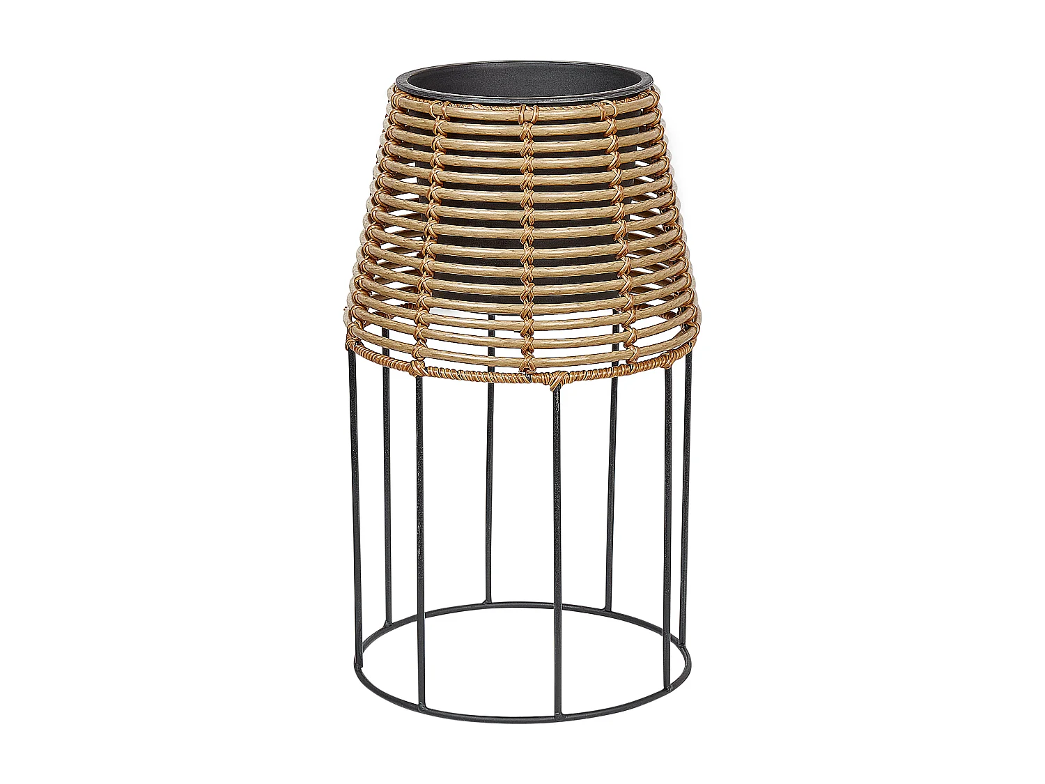 Pflanzenständer 2er Set Rattan braun rund Outdoor & Indoor mit Innentopf Borago