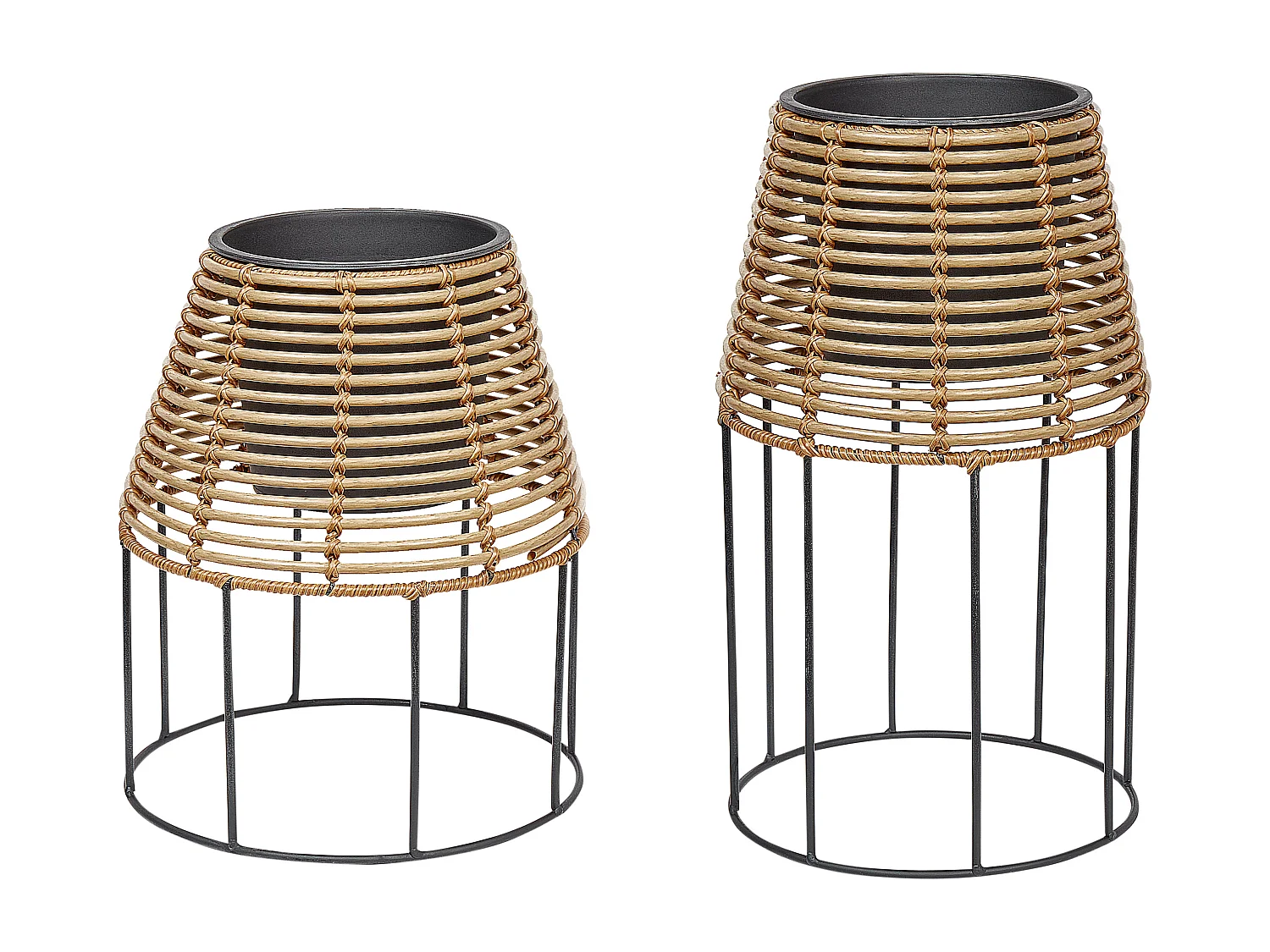 Set di 2 vasi rialzati per piante BORAGO Rattan sintetico 20/21 cm Naturale