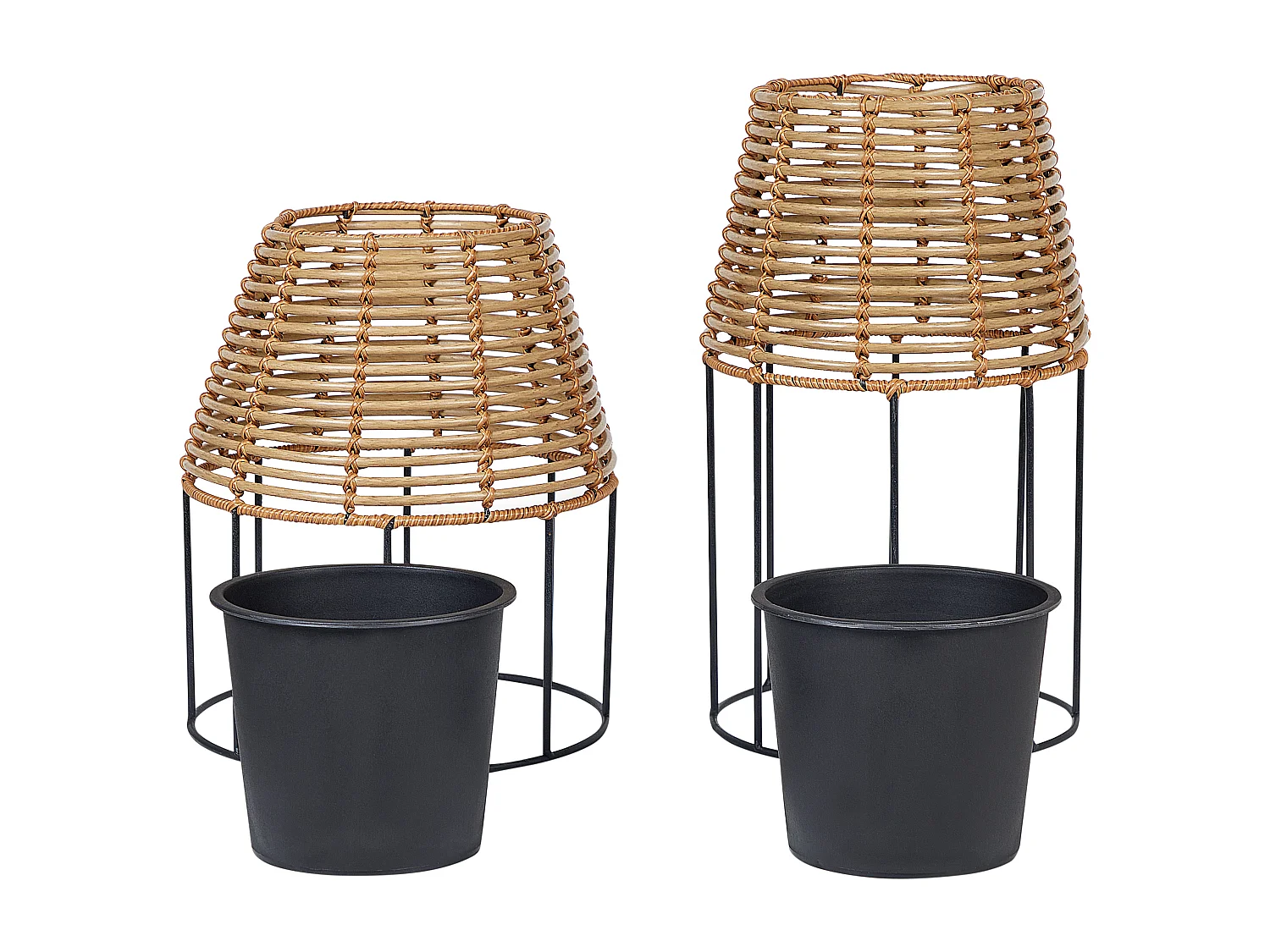 Set di 2 vasi rialzati per piante BORAGO Rattan sintetico 20/21 cm Naturale